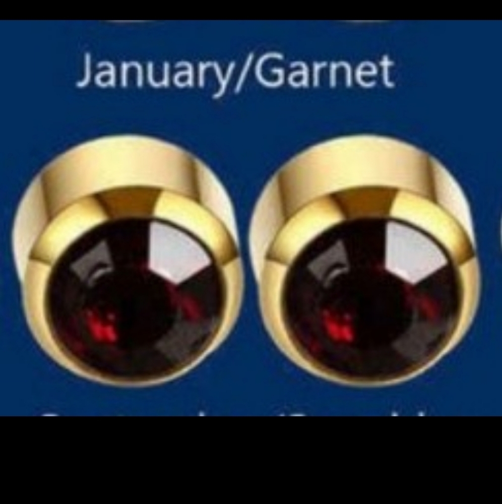 Garnet /january surgical non tarnish studd earrings
